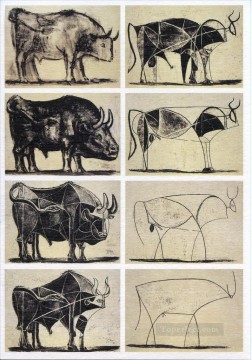 cattle bull cow Painting - Bull cubist Pablo Picasso